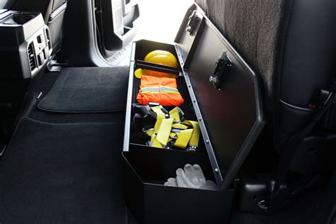 steel back seat tool box|pickup truck behind seat storage.